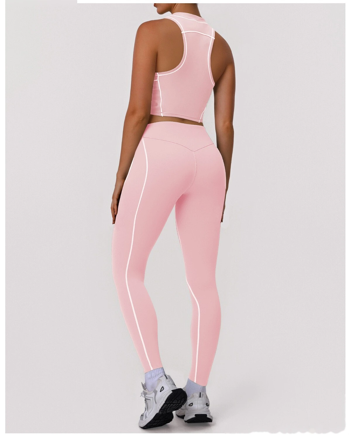 Custom Color Block Fitness Set - High Support Sports Bra & Tight Training Leggings for Yoga Running detail