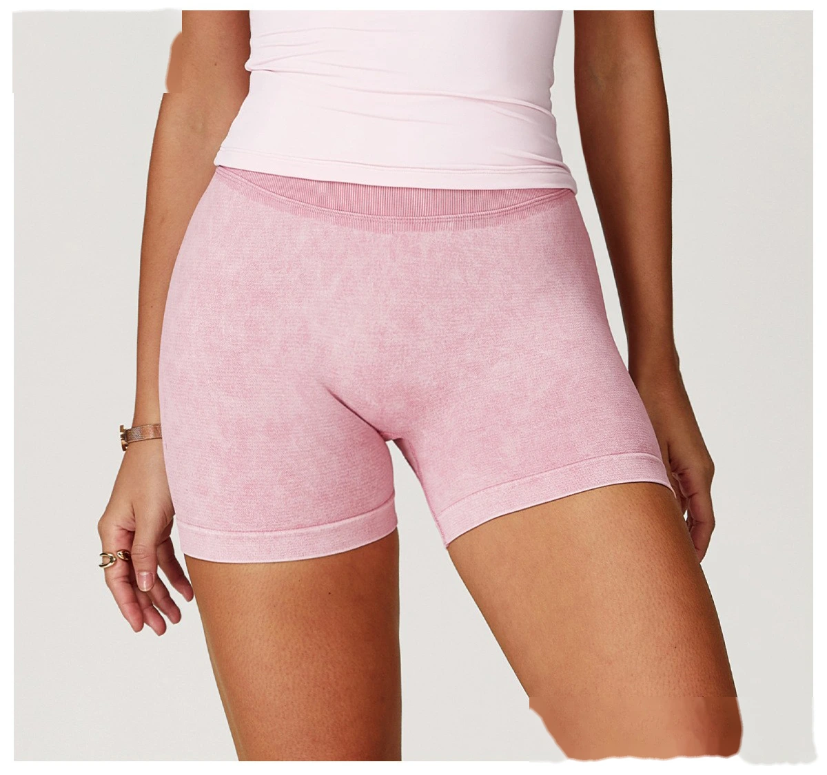 Seamless sand washing yoga shorts high waist hip shorts tight running fitness yoga pants female - allni detail