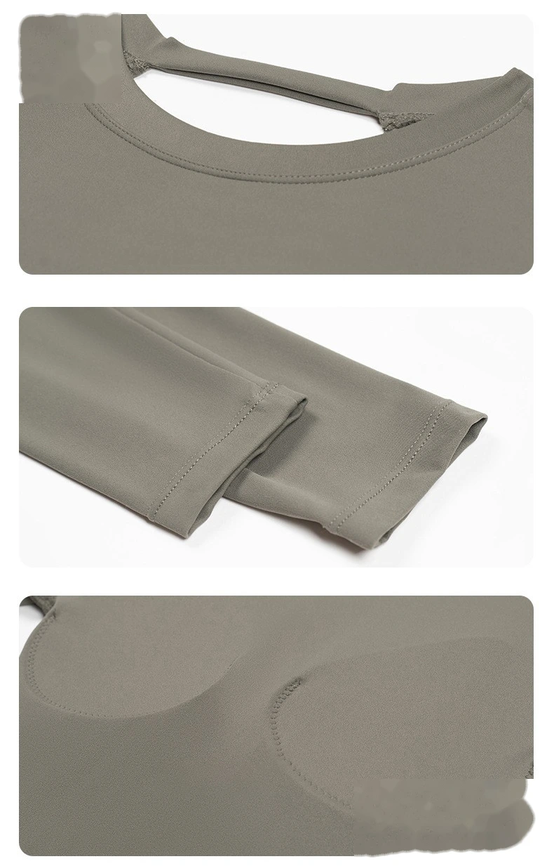 Custom-made yoga fitness sportswear with chest pads and long sleeves and beautiful back tops. detail
