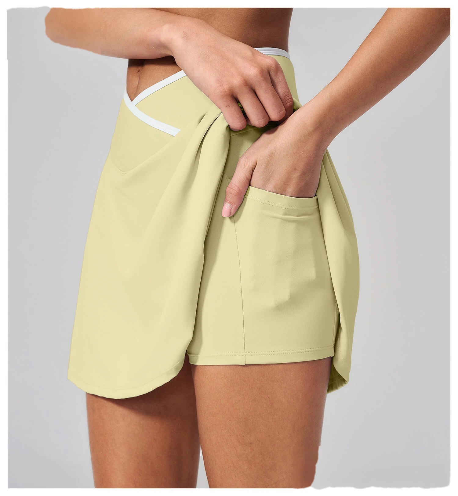 Women Pleated Sports Skort, Naked Feel Anti-Exposure Tennis Skirt for Yoga Fitness Daily Wear detail
