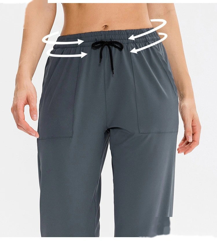 Customized women's elastic leisure sports elastic leg pants running fitness pants loose yoga pants detail
