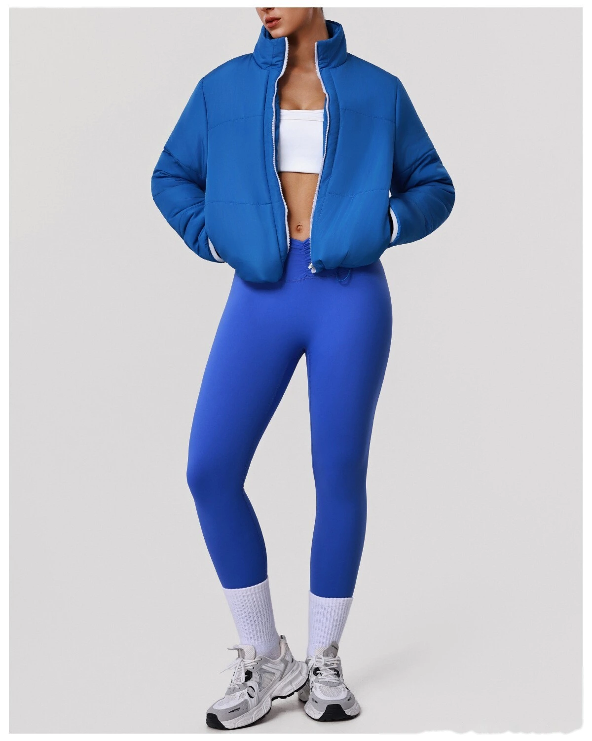 Women's Customizable Slim-Fit Winter Cotton Jacket - Thick Windproof Outdoor Sports Coat with Zipper for Running detail