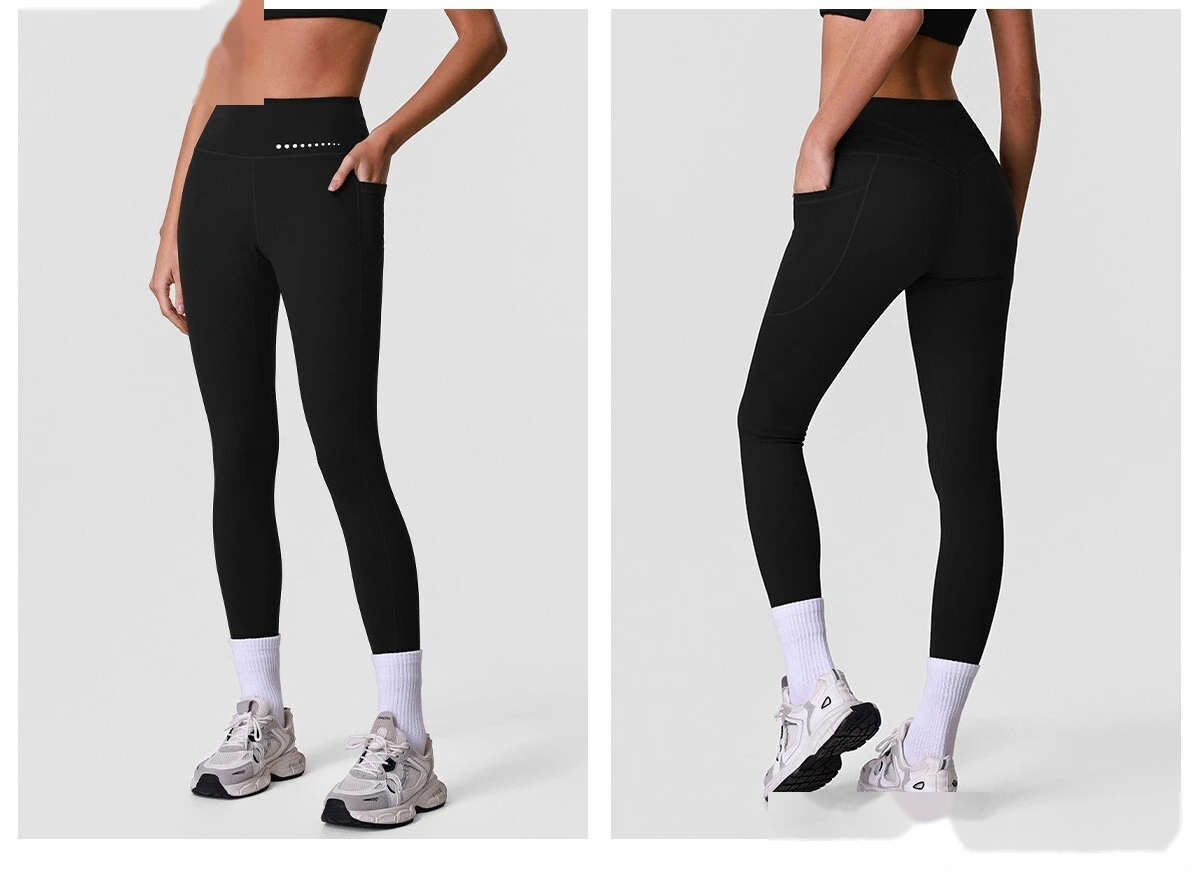 Women’s High Stretch Yoga Pants Butt Lifting Tummy Control with Side Pockets Quick Dry Fitness Sports Leggings detail