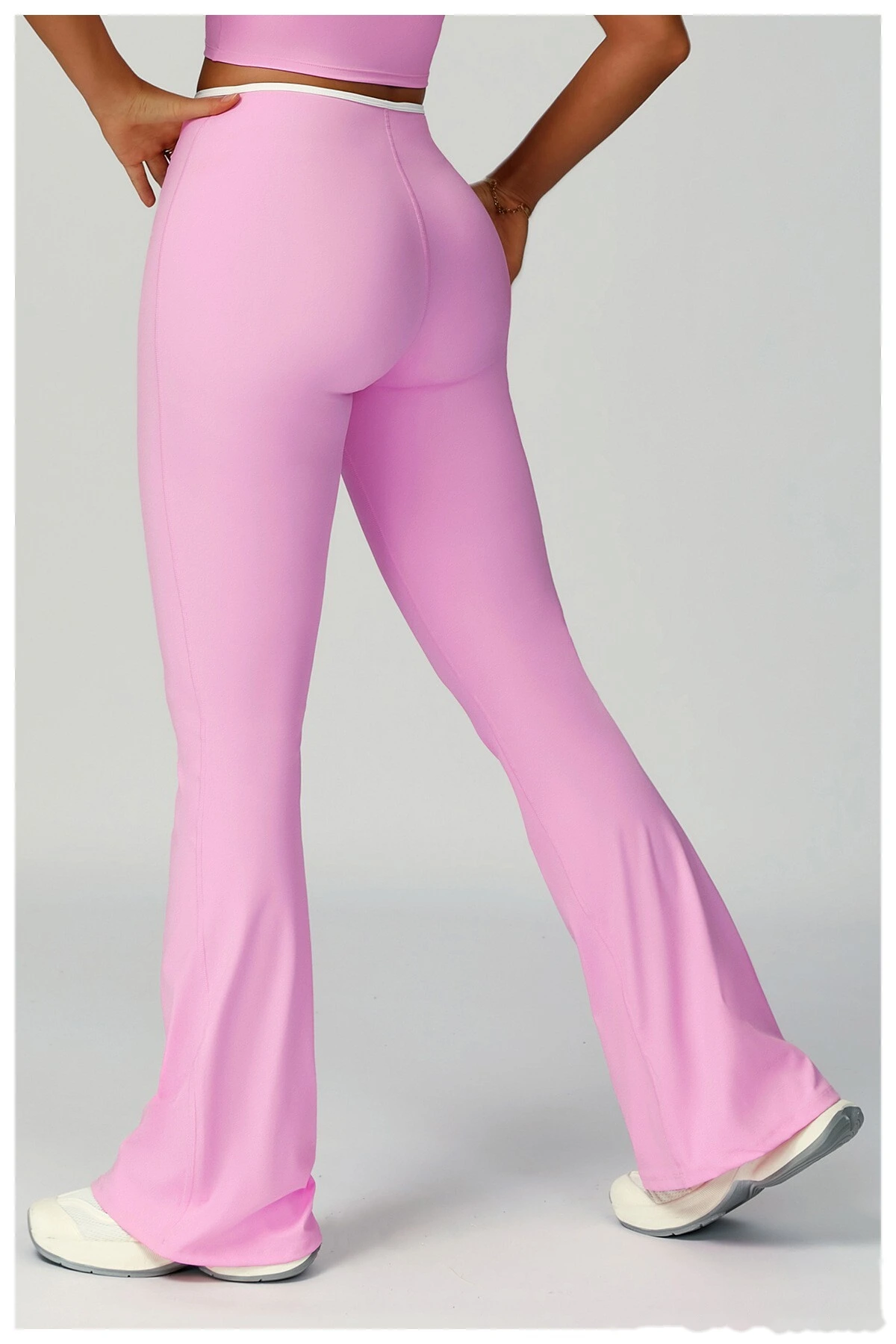 Custom-made contrast-wrapped bell-bottoms yoga fitness exercise high waist slim bell-bottoms women detail