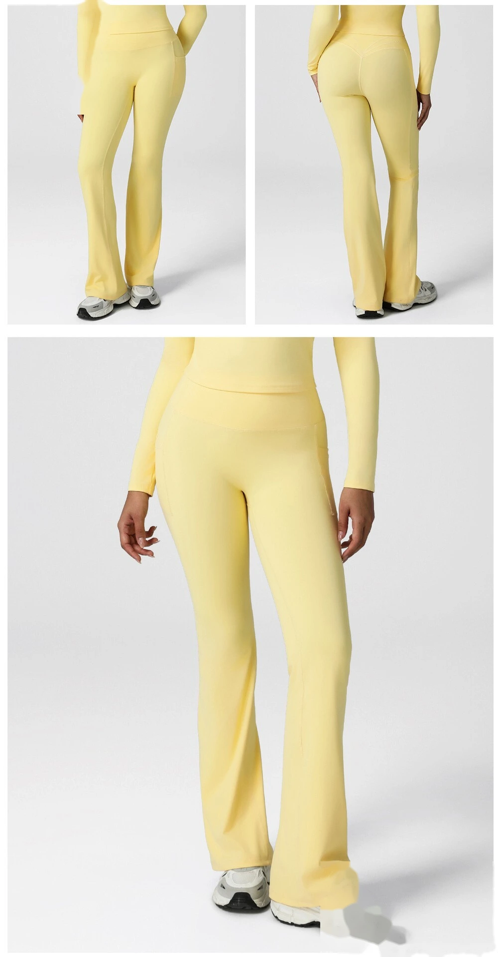 Custom slim pocket dance wide-leg pants hip high waist leisure bell bottoms fitness yoga pants. detail