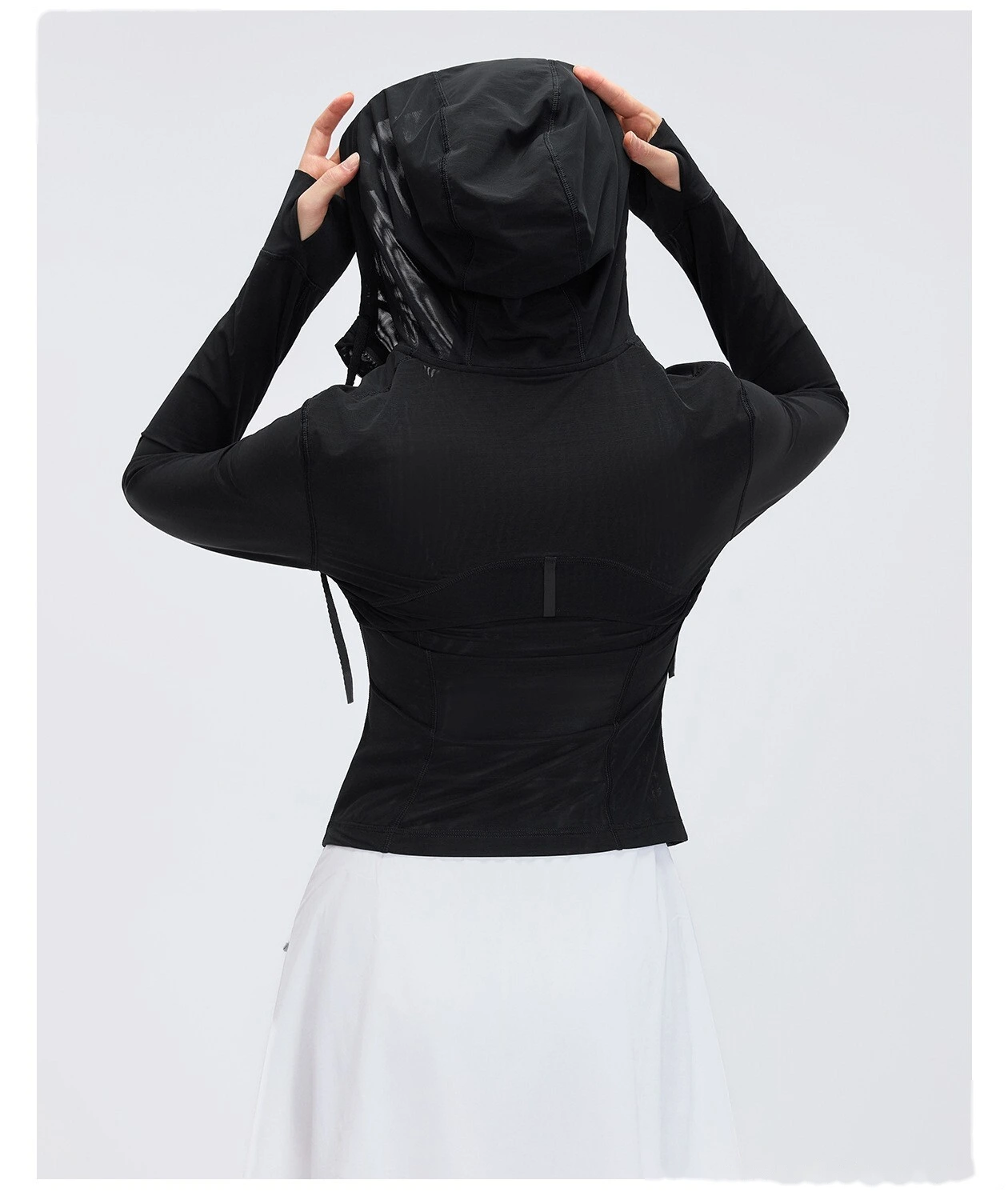 Custom Breathable Mesh Yoga Jacket - Women's Slimming Hooded Full-Zip Running Workout Fitness Jacket detail