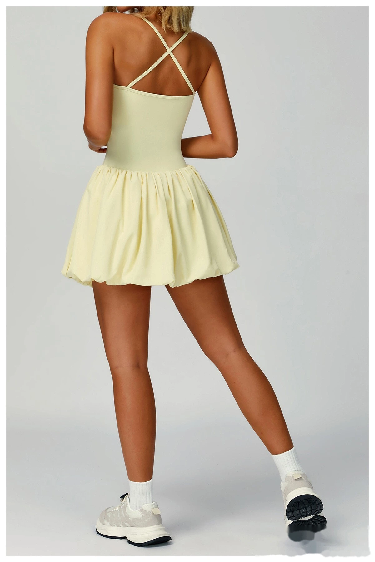 Customized cross-back tennis skirt anti-exposure sports skirt casual running sports dress detail