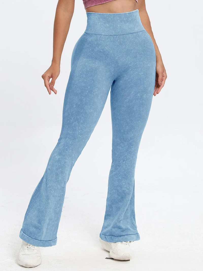Custom sports scrub tight yoga pants running high waist trumpet fitness pants detail