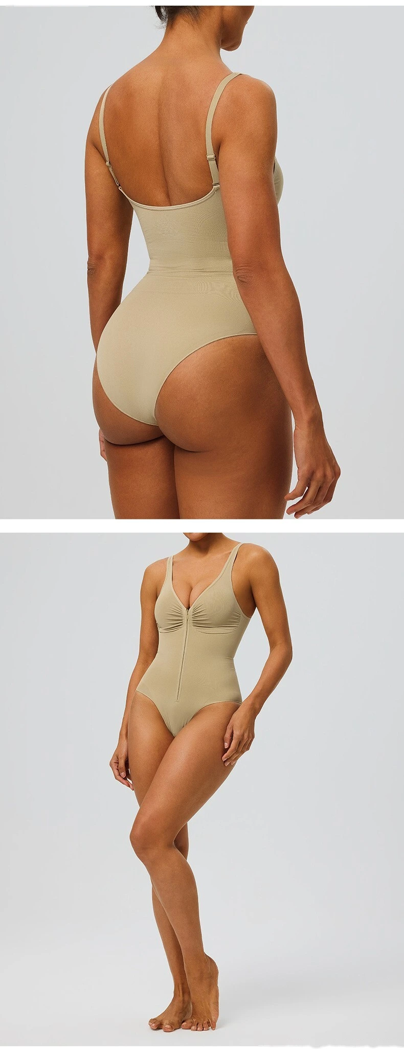 Seamless Zipper Up One Piece Shapewear Strong Compression Tummy Control Body Shaper detail