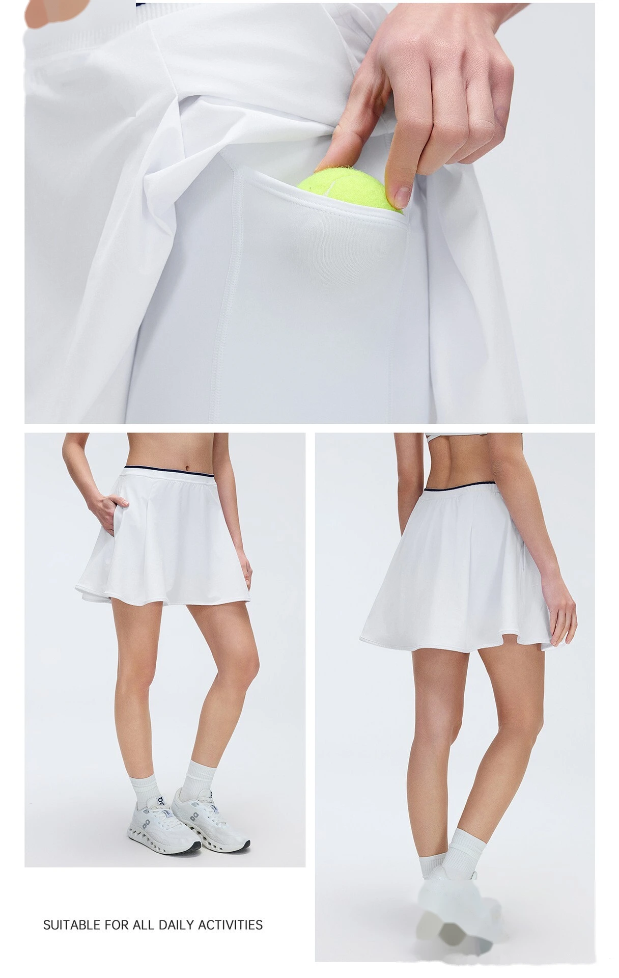 Bulk Custom A-Line Yoga Sports Skirt - Women's Color Block High-Waisted Sweat-Wicking Anti-Chafe Tennis Skort detail