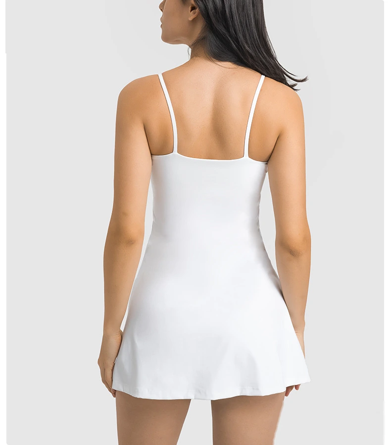Womens tennis skirts spaghetti straps padded tank top skirt detail