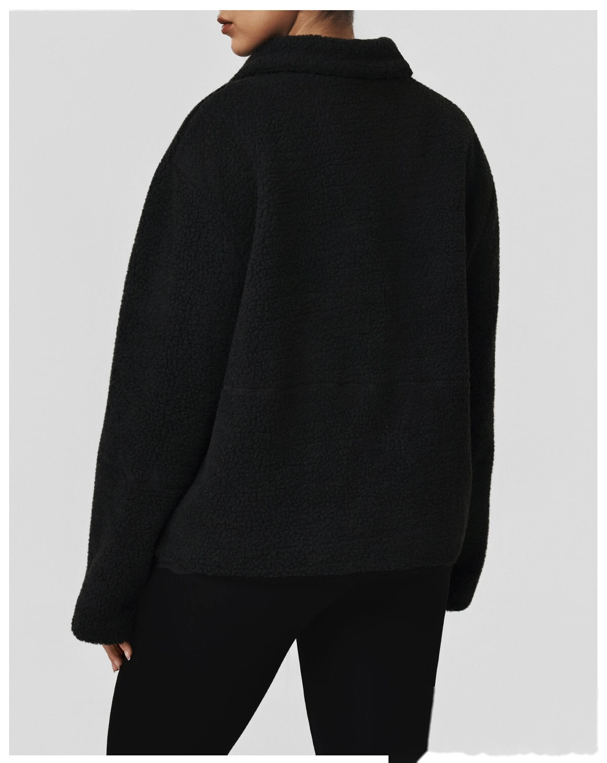 Women's Customizable Winter Fleece Jacket - Thick Sherpa Lined Lapel Cardigan, Warm Activewear for Running & Leisure detail