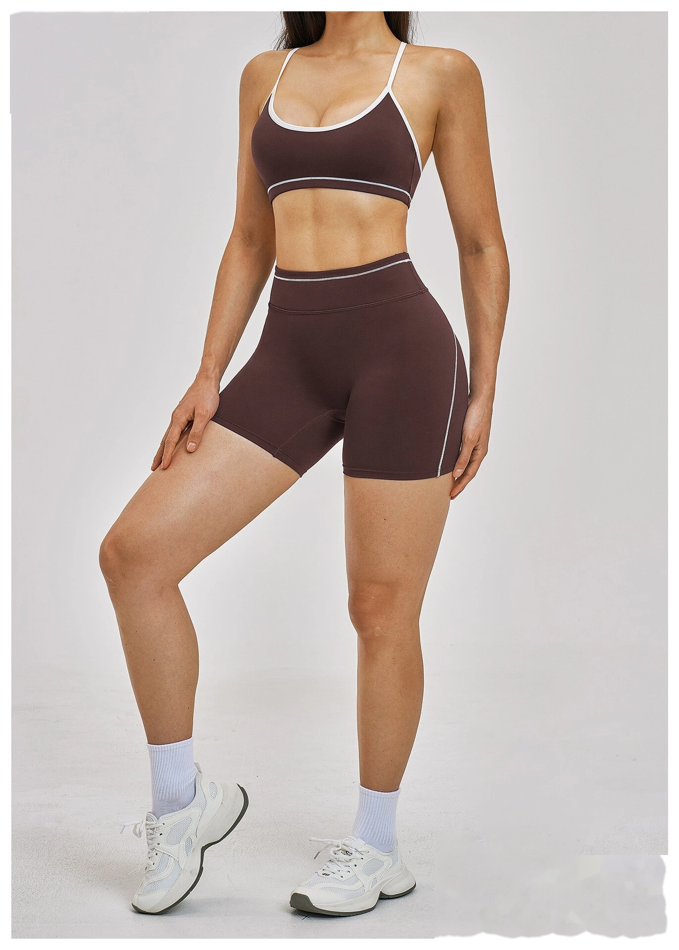 Women’s High Waist Color Block Casual Shorts Yoga Running Fitness Sports Shorts Custom detail