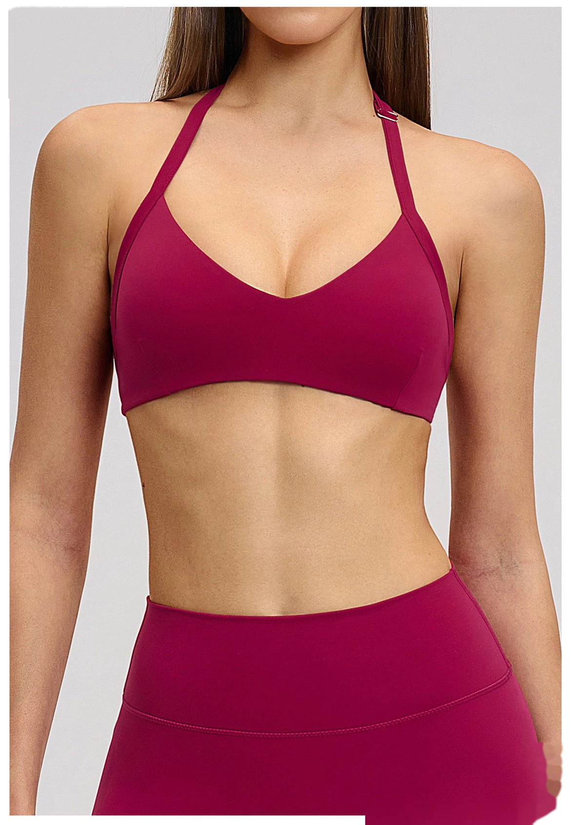 Custom Halter Neck Sports Bra Hollow Back Design Supportive Yoga Bra for Gym Workout Running detail