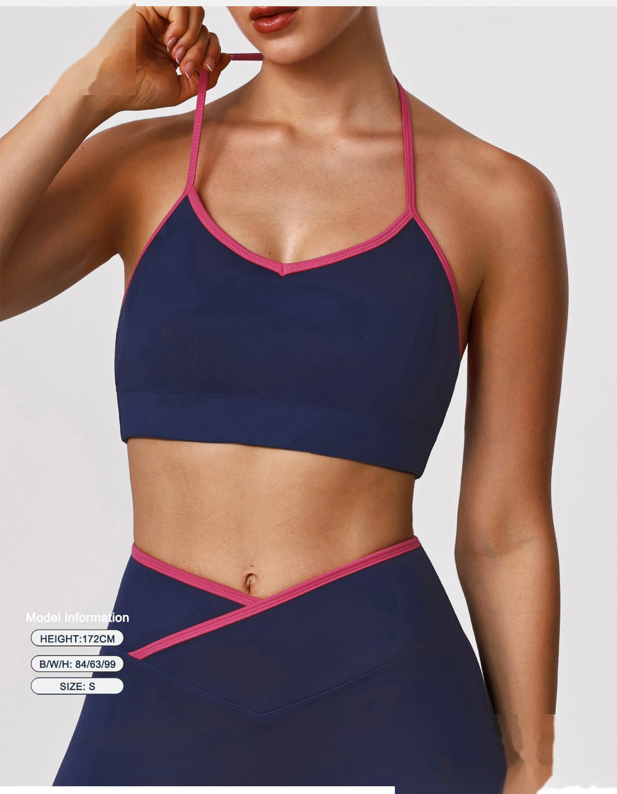 Women's Customizable Halter Neck Yoga Sports Bra Set - High-Elastic Comfortable Open Back Activewear for Yoga & Fitness detail