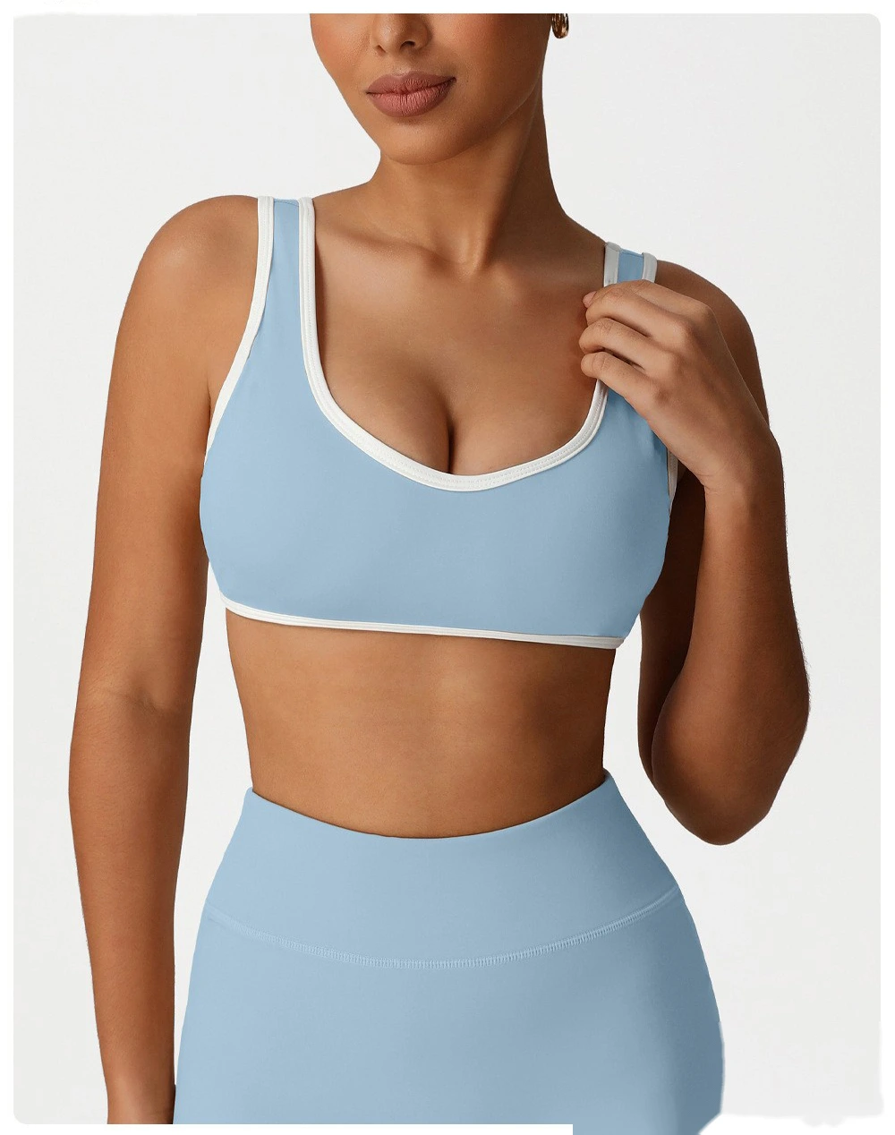 Yoga clothing sports bra Europe and the United States contrast bra fitness exercise high-elastic top vest detail