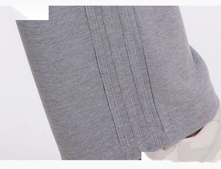 Custom autumn and winter sports pants women's classic three-bar padded high waist casual straight pants detail