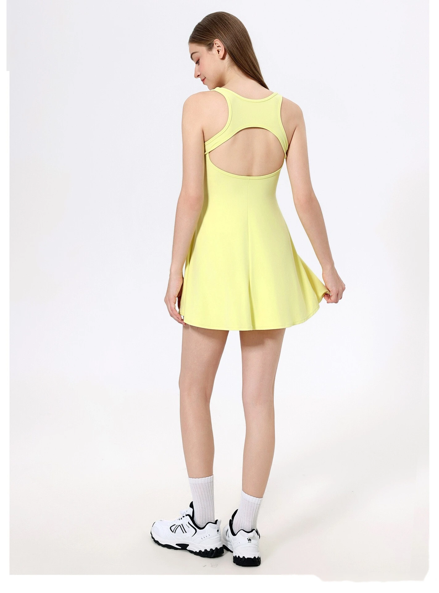 Naked sports dress beautiful back anti-exposure leggings outdoor running fitness tennis skirt detail