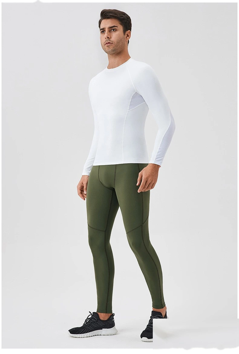 Customized men's long-sleeved tight T-shirt sports fitness clothes detail