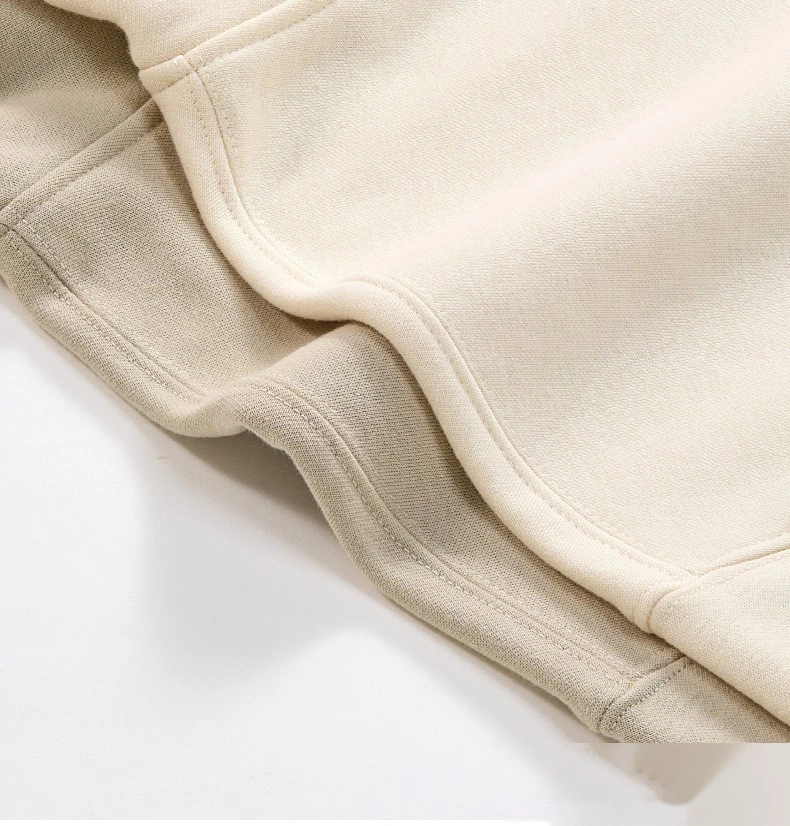 Customized plush napped pullover sweater for men and women loose solid color hoodie detail
