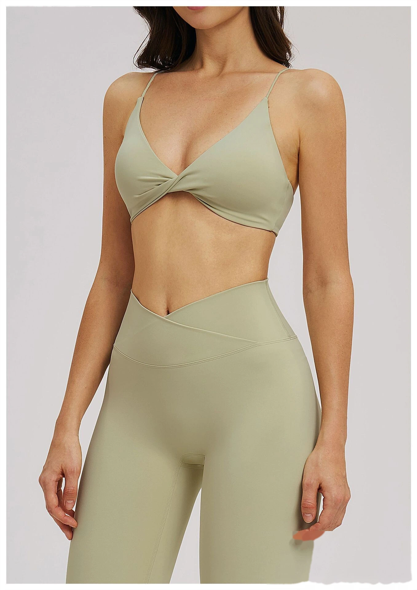 Custom V-Neck Sports Bra - Women's Thin-Strap Beauty Back Yoga Fitness Workout Bra detail