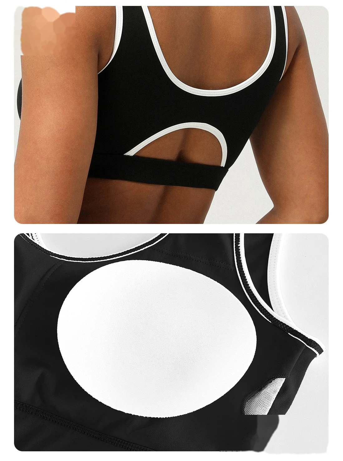 Quality Customized contrast sports bra hollow back yoga bra women's running fitness suit top Manufacturer detail