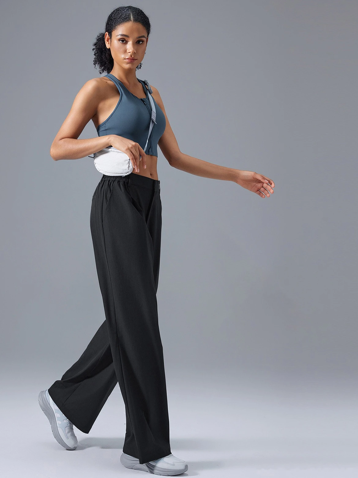 Custom-made wide-leg pants with high waist drape casual straight sports pants breathable yoga fitness pants women detail