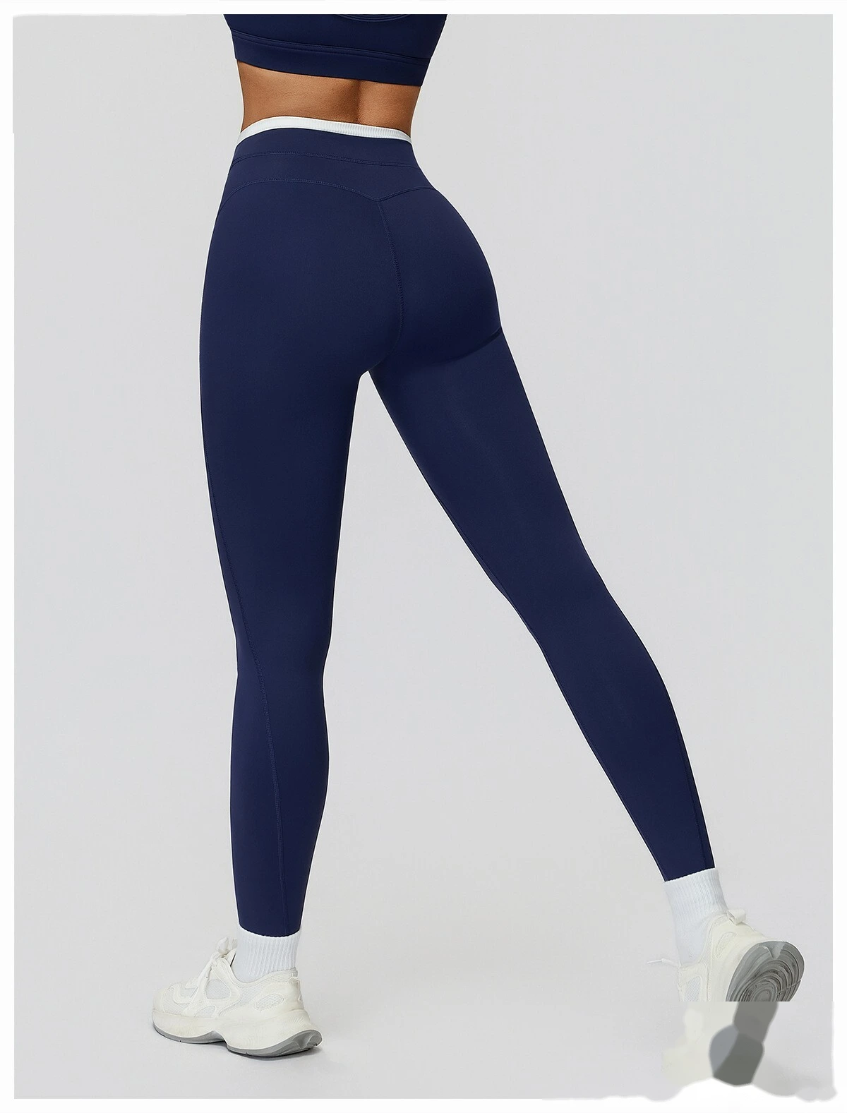 Customizable EU-US Athletic Leggings | Women's Ribbed High-Waist Contrast Tights, Yoga & Running detail