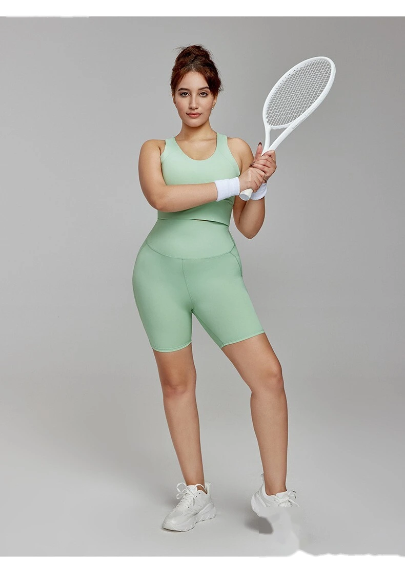 Yoga shorts women's 3-point pants high waist tights plus size sports shorts detail