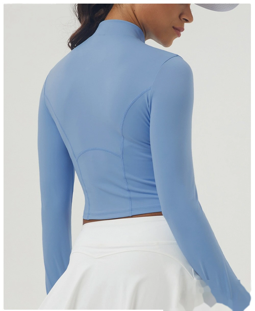 Customized outdoor running zipper tight coat yoga fitness sportswear top woman detail