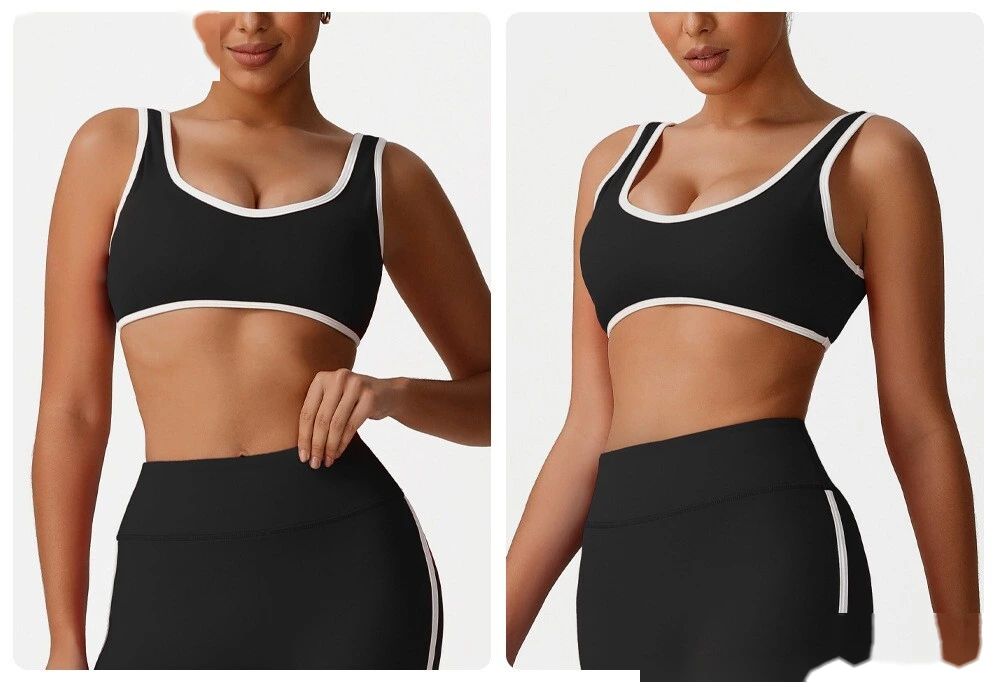 Yoga clothing sports bra Europe and the United States contrast bra fitness exercise high-elastic top vest detail