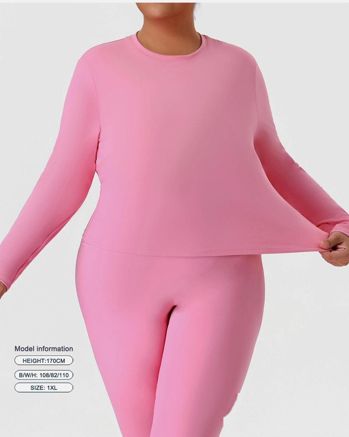 Custom Plus Size Sports Long Sleeve for Women - Euro-American Slim-Fit Yoga Fitness Top, Running Activewear T-Shirt detail