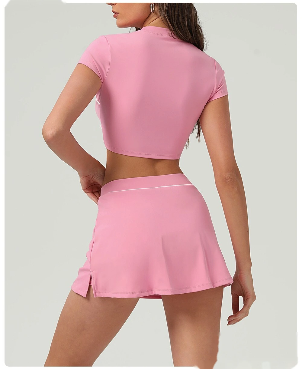 Customized running skirt with slim hips and crossed waist yoga skirt and tennis skirt. detail