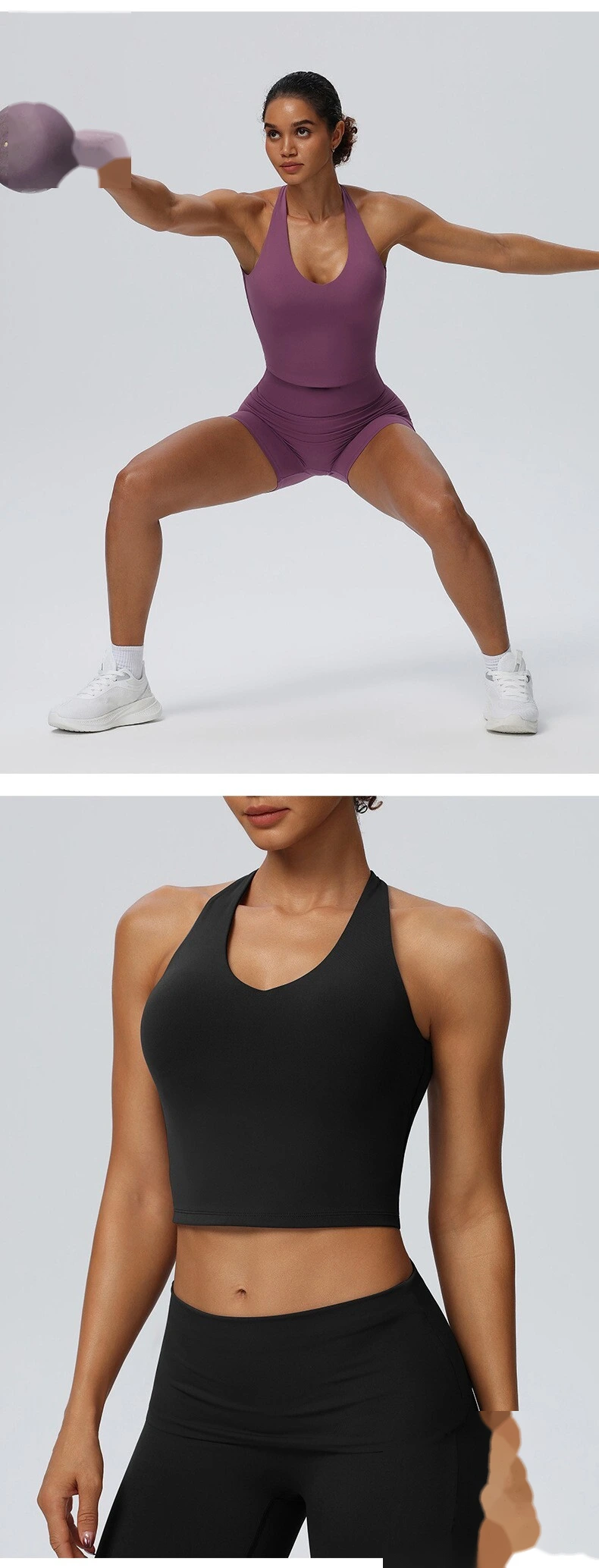 Women's European American Halter Beauty Back Yoga Tank Top, Breathable High Elastic Sports Fitness Vest detail