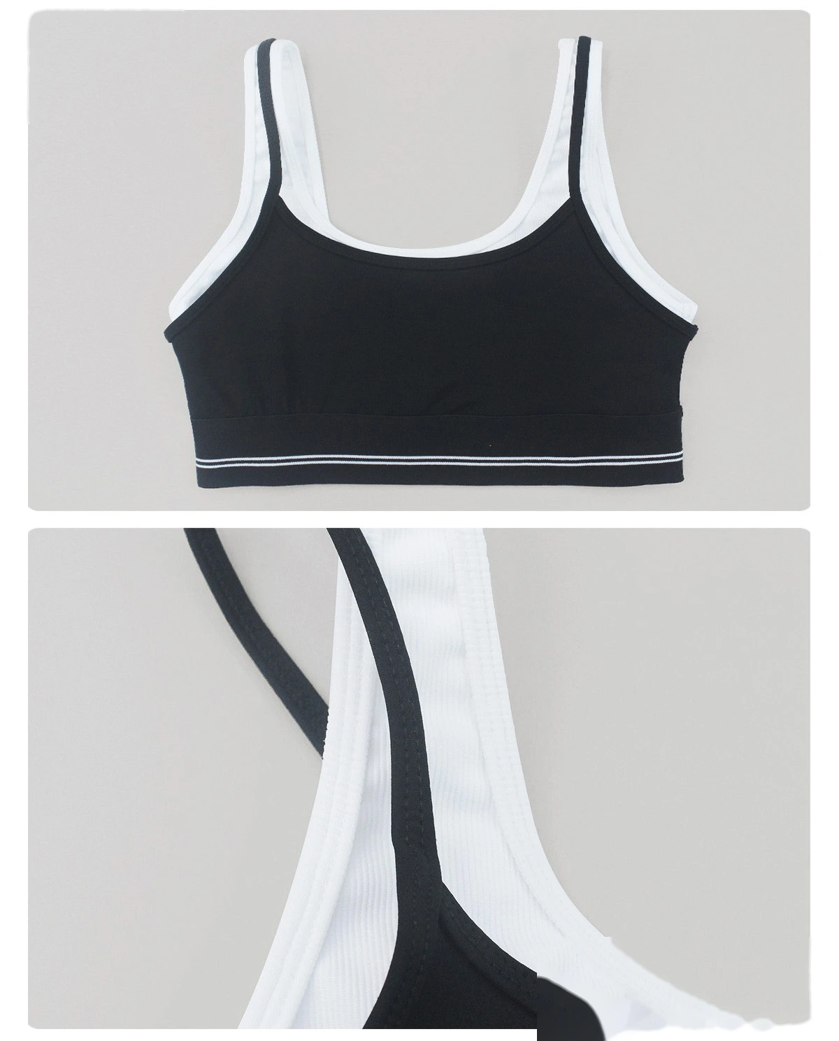Women's High-Elastic Padded Sports Bra - Customizable 2-in-1 Color Block Yoga Bra, Fitness Workout Tank Top detail