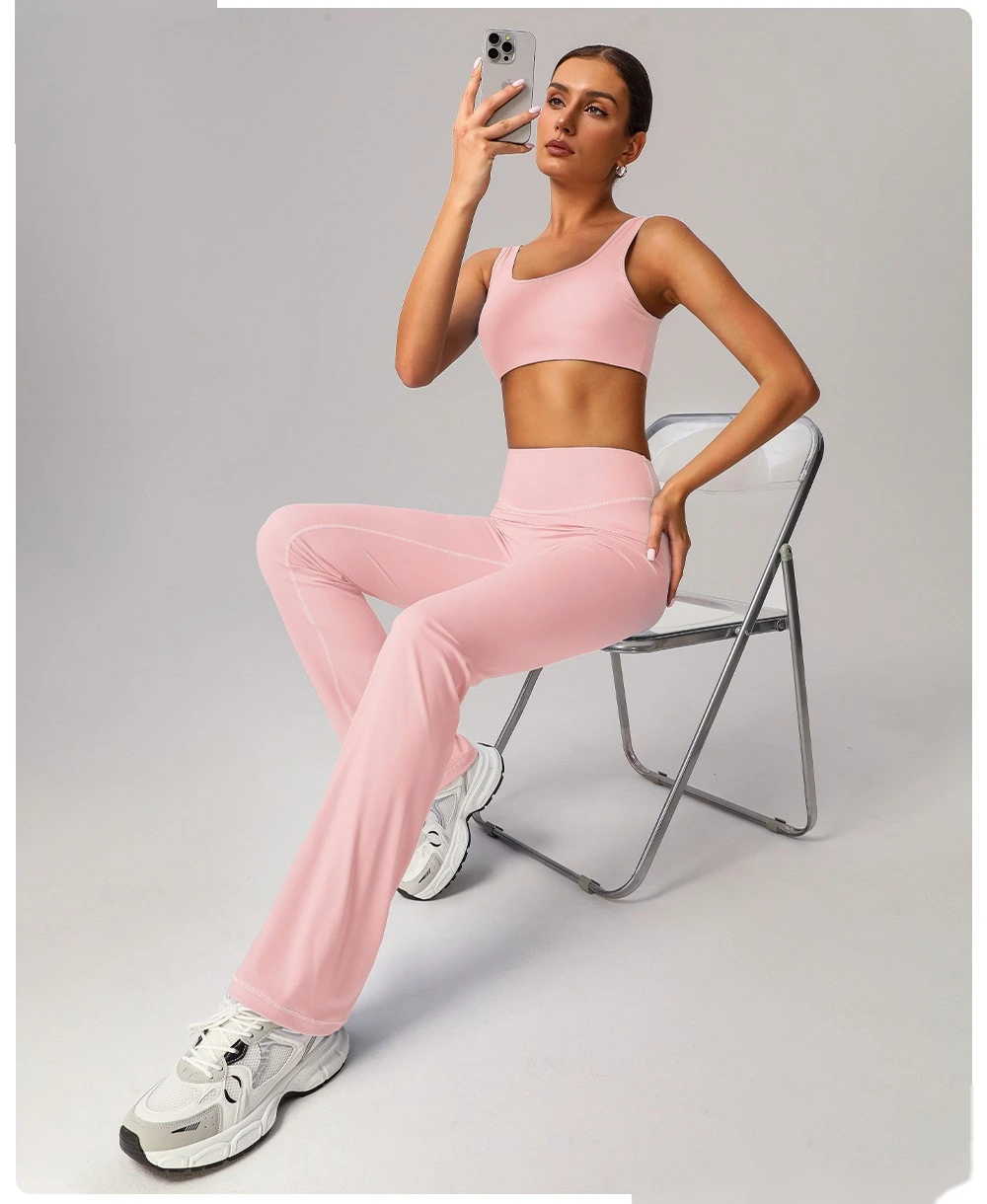 Customized yoga wide-leg pants, high waist, tight hips, horns, abdomen, fitness and leisure pants. detail