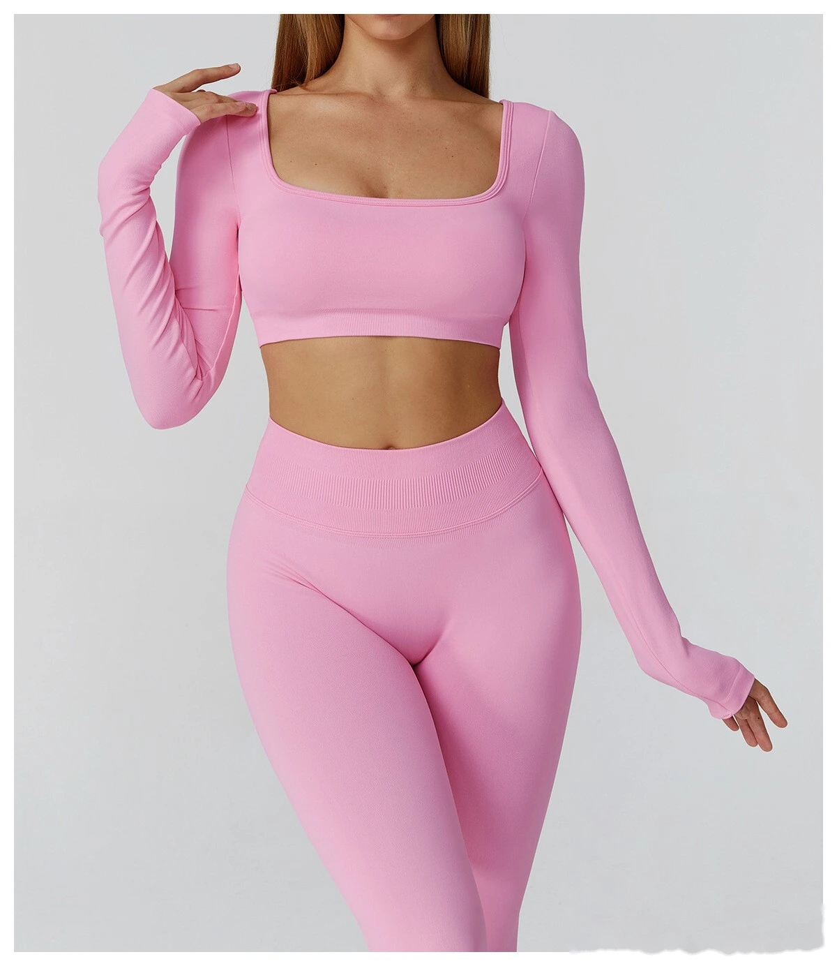 Customized seamless yoga clothes women's hollow back slim long-sleeved sports tops detail