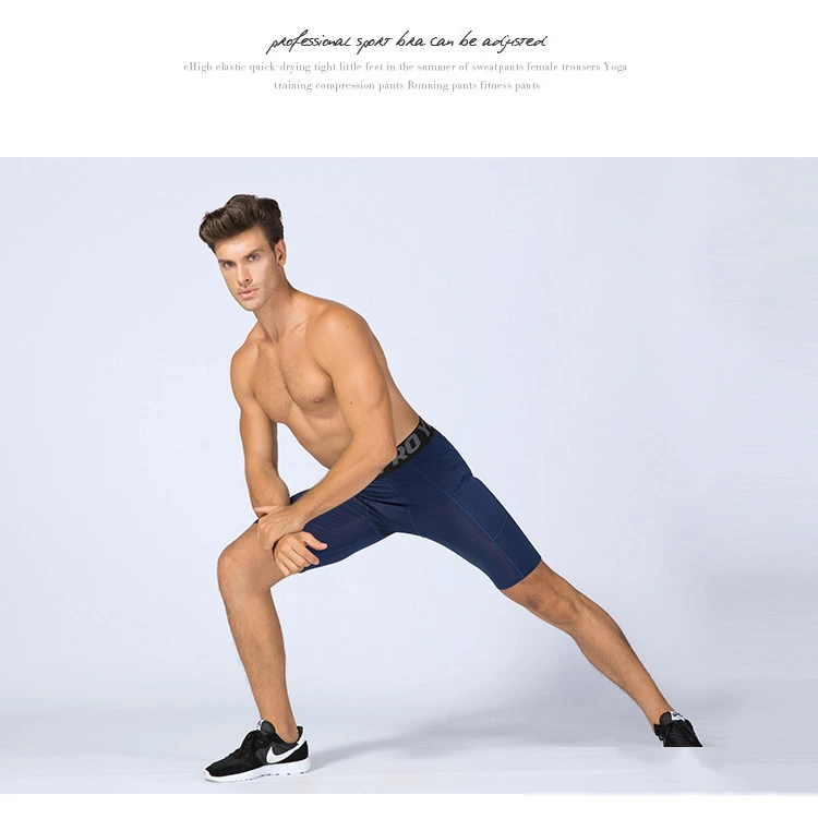 Men pro fitness compression shorts running train quick dry tights pants detail