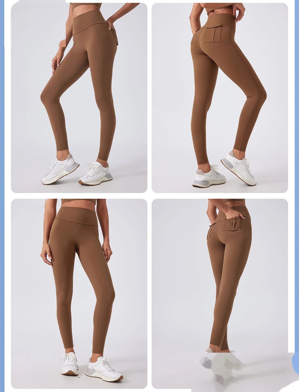 Custom-made high-waist, embarrassed-free yoga women workers' pocket running fitness pants detail