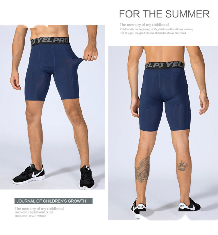 Men pro fitness compression shorts running train quick dry tights pants detail