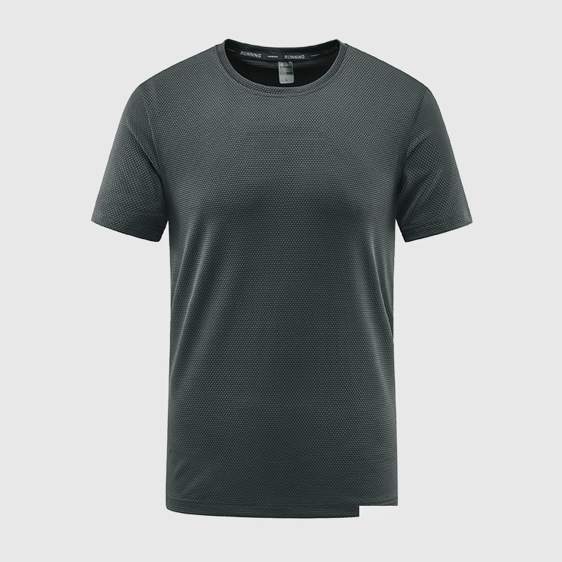 Mens round neck jacquard tshirt outdoor sports running t-shirt detail