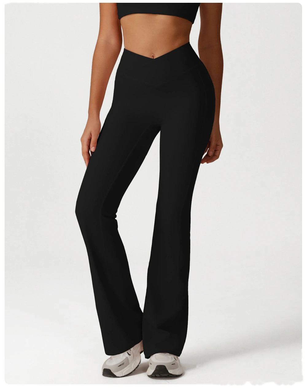 Custom-made cross high waist yoga dance sports wide-leg pants leisure hip fitness micro-pants. detail