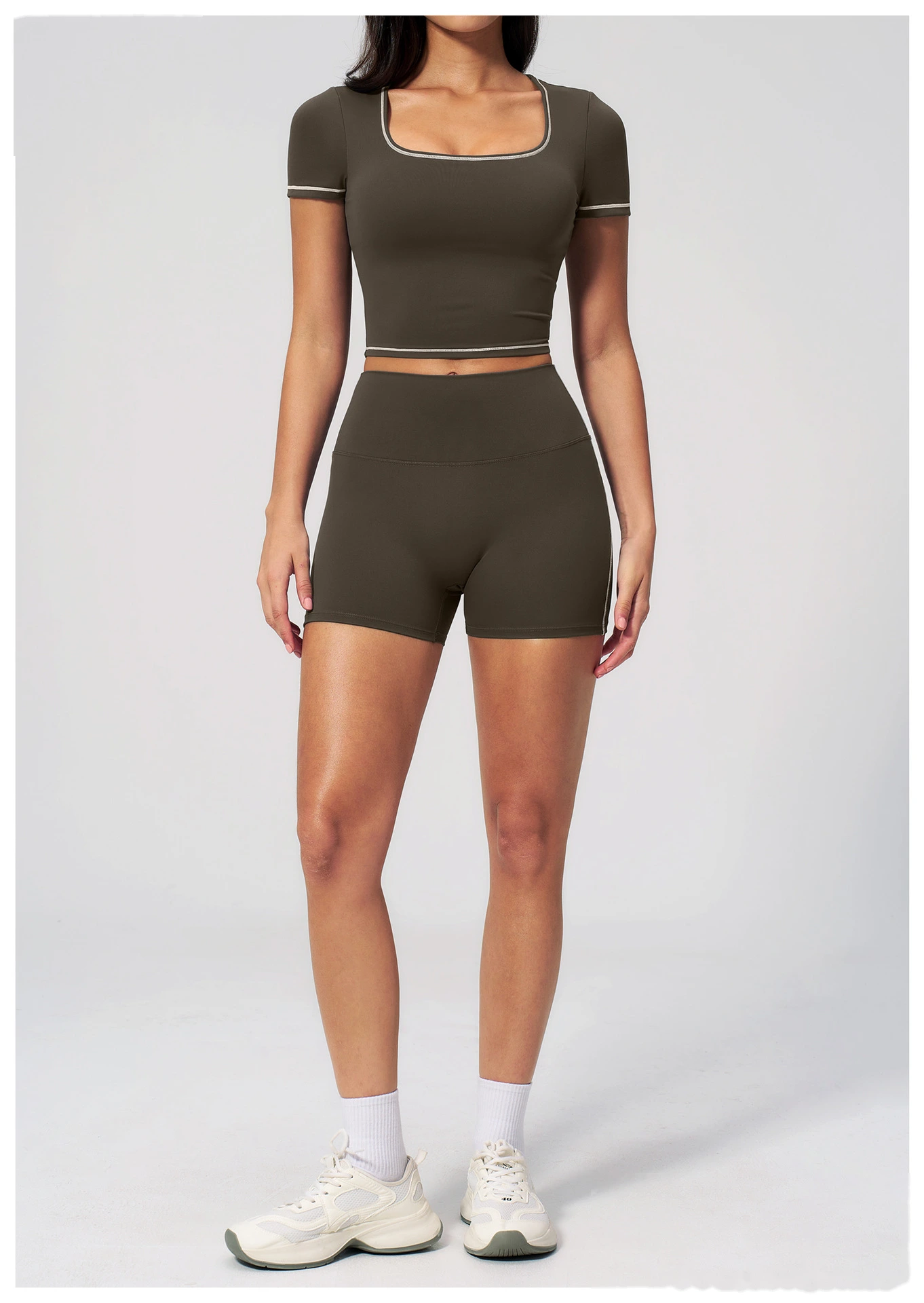 High Waist Peach Hip Naked Feel Yoga Shorts, Elastic Tight Sports Fitness Yoga Short Outfit for Women detail