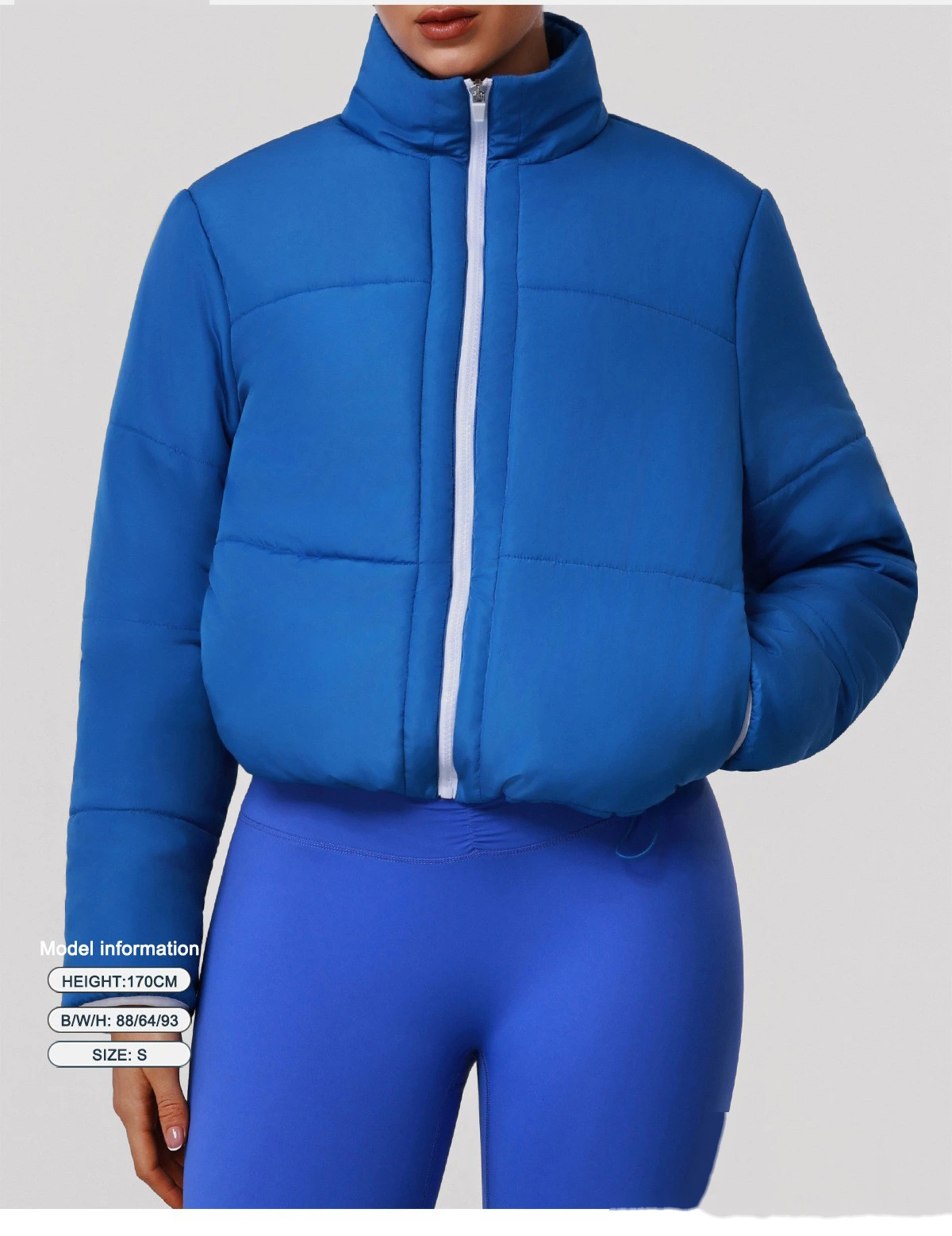 Women's Customizable Slim-Fit Winter Cotton Jacket - Thick Windproof Outdoor Sports Coat with Zipper for Running detail