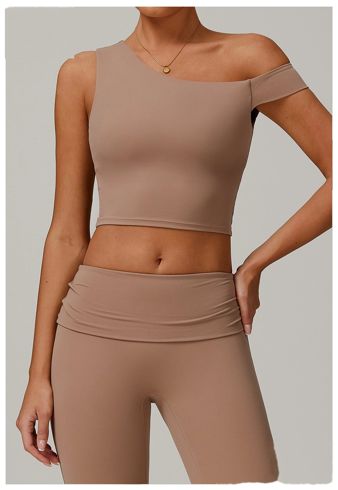Environmentally-friendly regenerative yoga vest women wear running and fitness underwear with irregular inclined shoulde detail