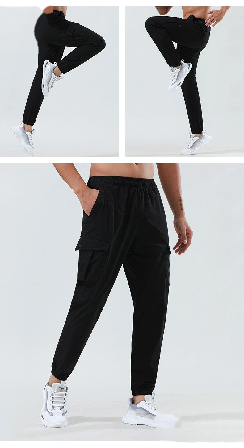 Customized sweatpants men's outdoor winter quick-drying pants elastic leg fitness and leisure overalls pants detail