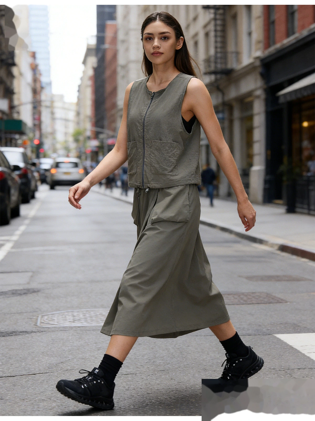 Bulk Custom Cargo Sports Skirt - Women's Water-Repellent Big Pocket Casual Outdoor Midi Skirt detail