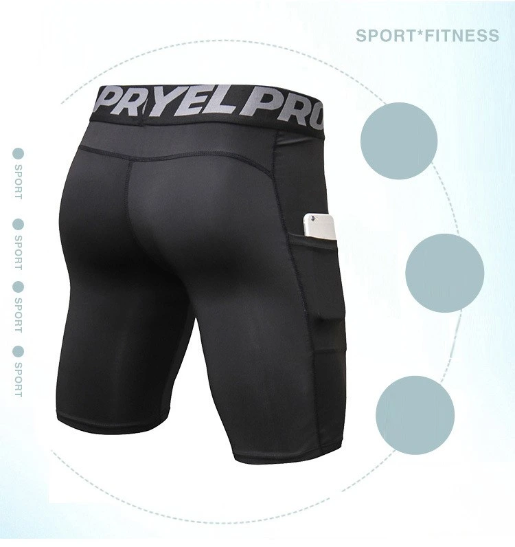 Men pro fitness compression shorts running train quick dry tights pants detail