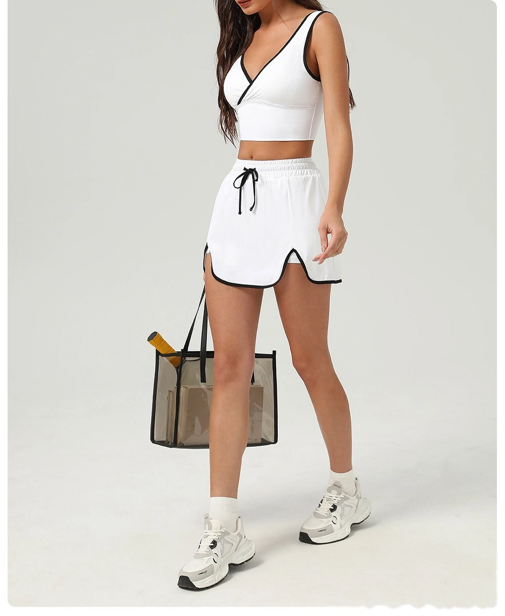 Cool sunscreen sports vest cross V-neck beauty back yoga clothing bra contrast fitness clothing vest detail