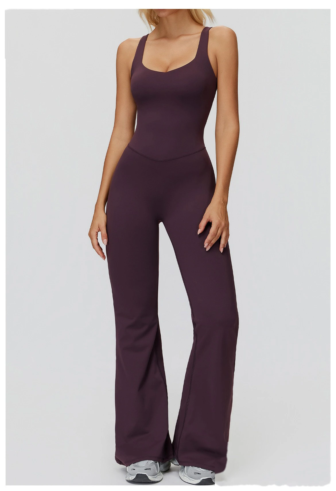 Fleece Finish Women's Activewear Unitard - Crisscross Back, Micro Flare Leg, High Elastic for Yoga, Running & Gym detail